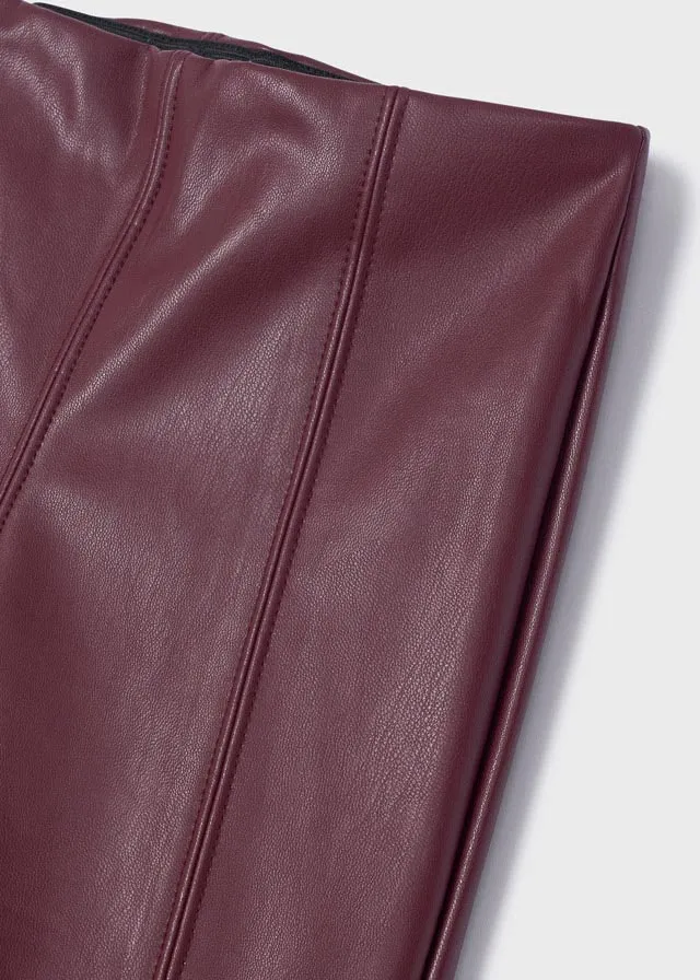 Synthetic leather leggings for girl - Blackberry