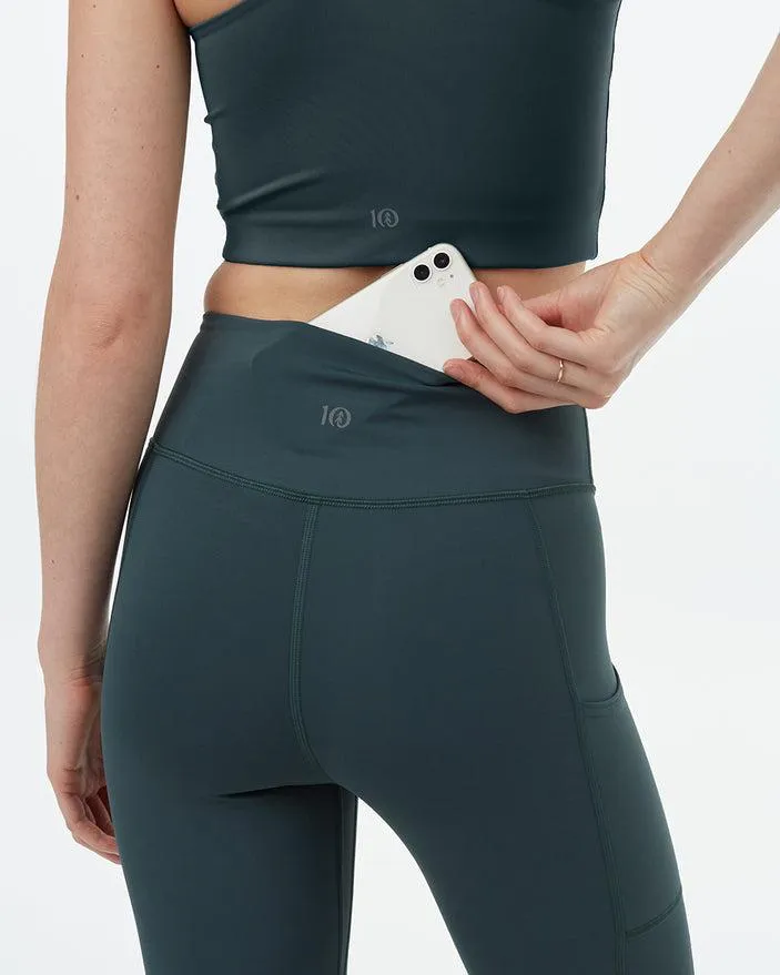 Tentree In Motion 7/8 Pocket Leggings in Sea Green