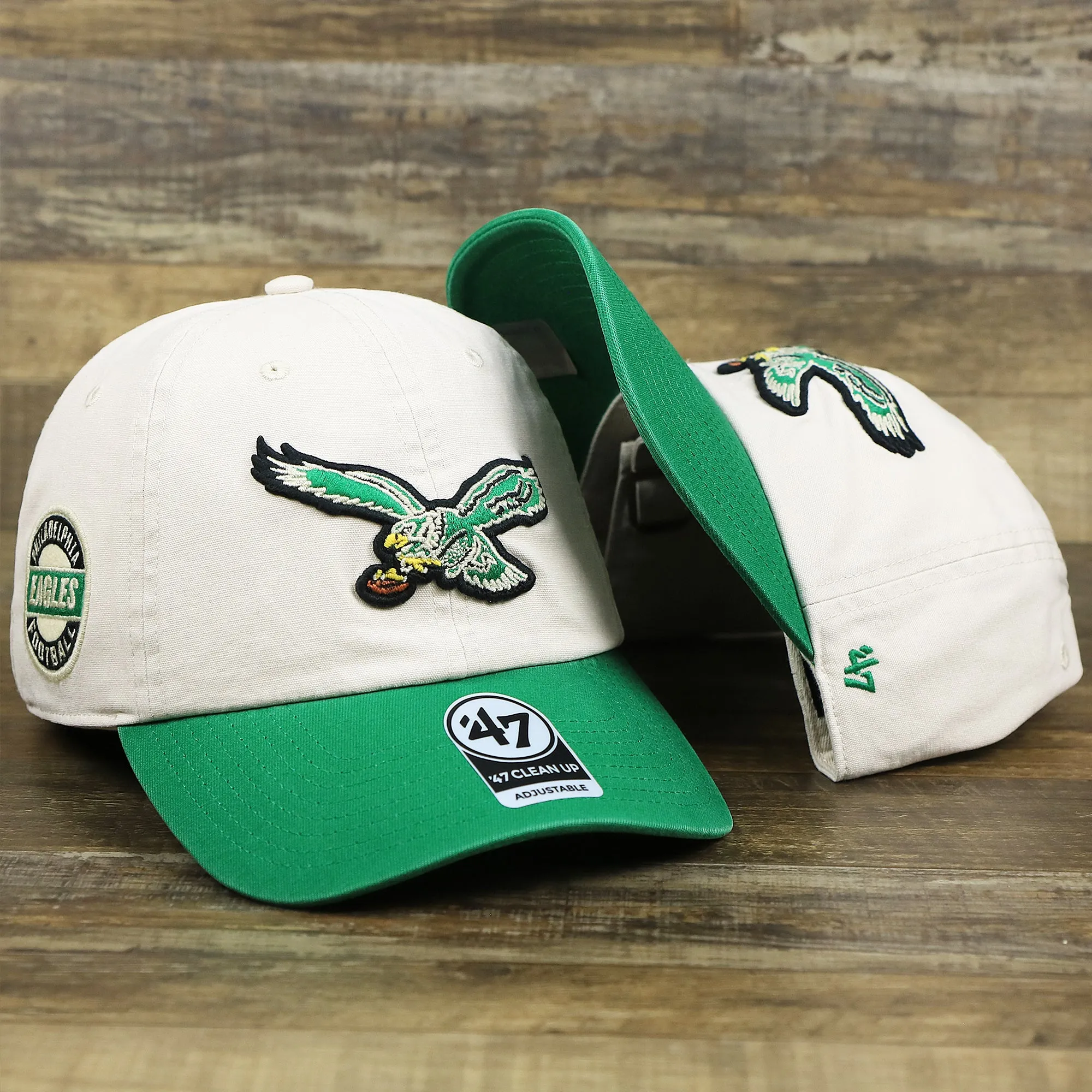 Throwback Philadelphia Eagles Embroidered 1987 Eagles Logo NFL Eagles Side Patch Dad Hat | Bone Dad Hat