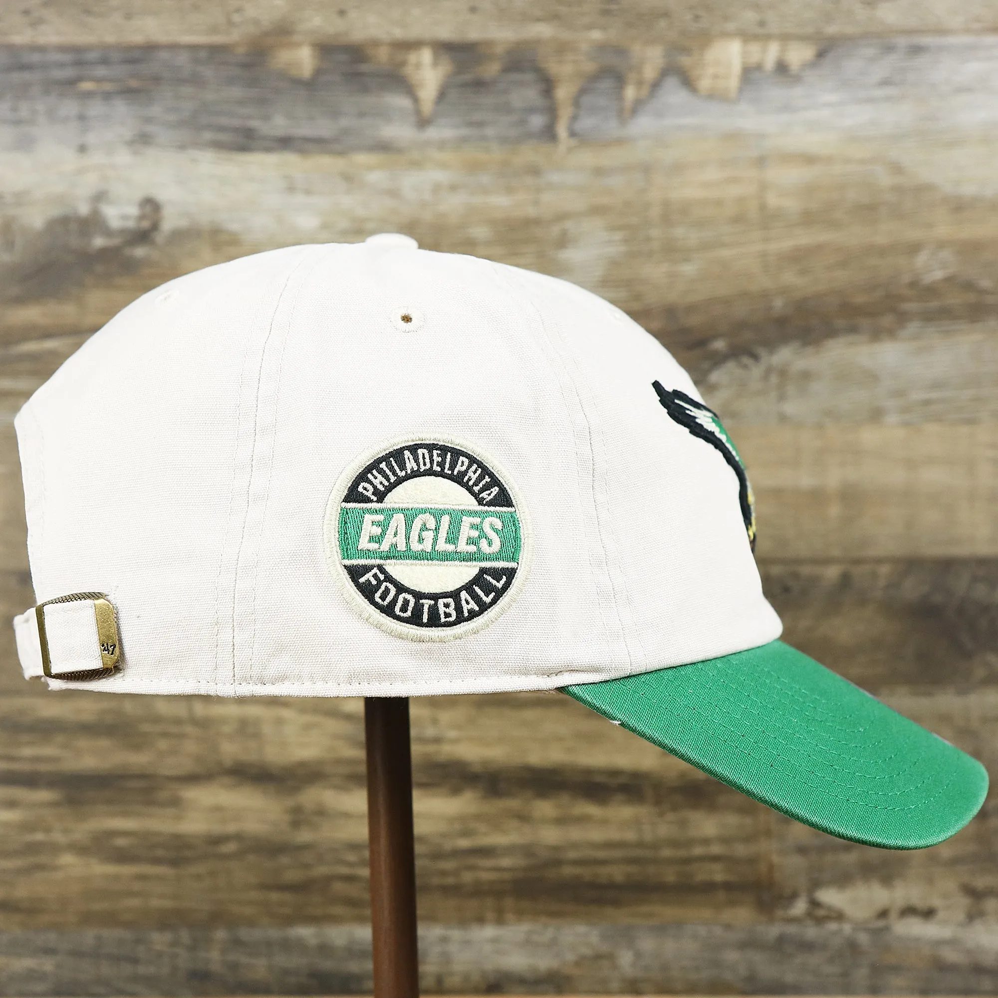 Throwback Philadelphia Eagles Embroidered 1987 Eagles Logo NFL Eagles Side Patch Dad Hat | Bone Dad Hat