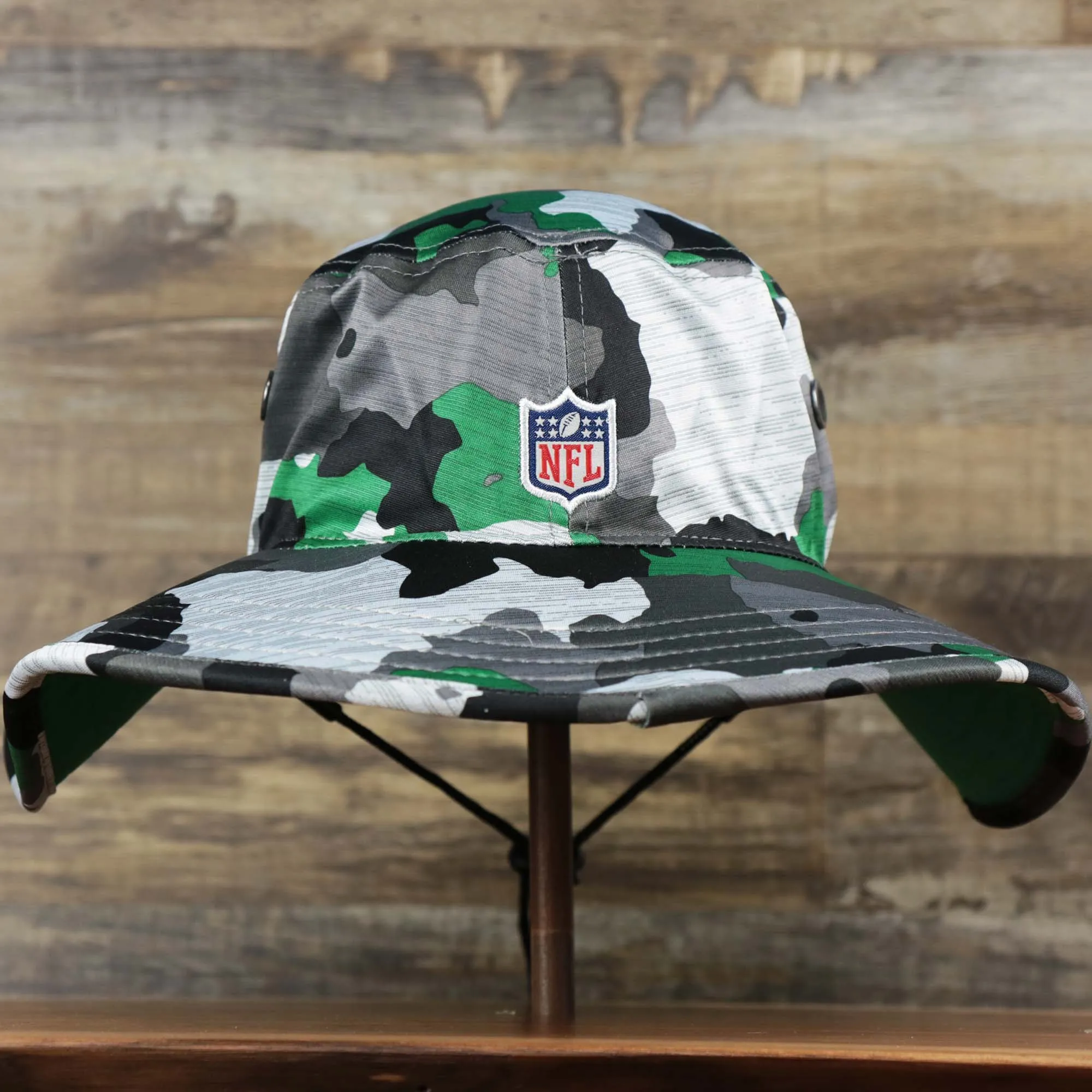 Throwback Philadelphia Eagles NFL Summer Training Camp 2022 Camo Retro Bucket Hat | Kelly Green Bucket Hat