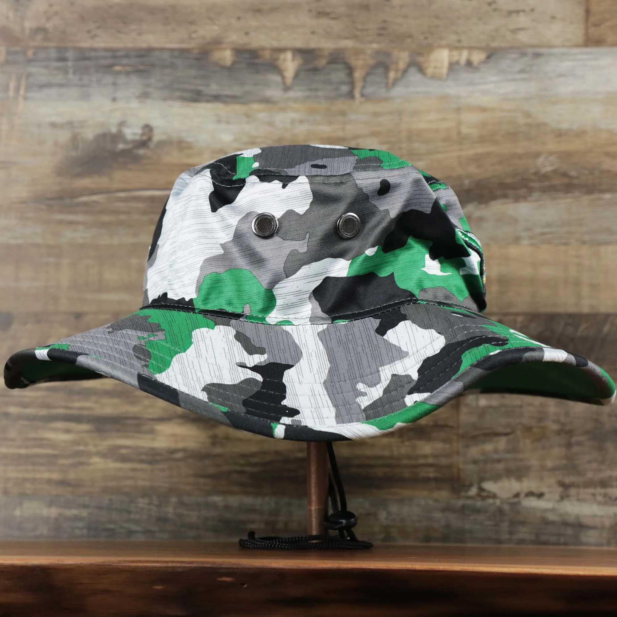 Throwback Philadelphia Eagles NFL Summer Training Camp 2022 Camo Retro Bucket Hat | Kelly Green Bucket Hat