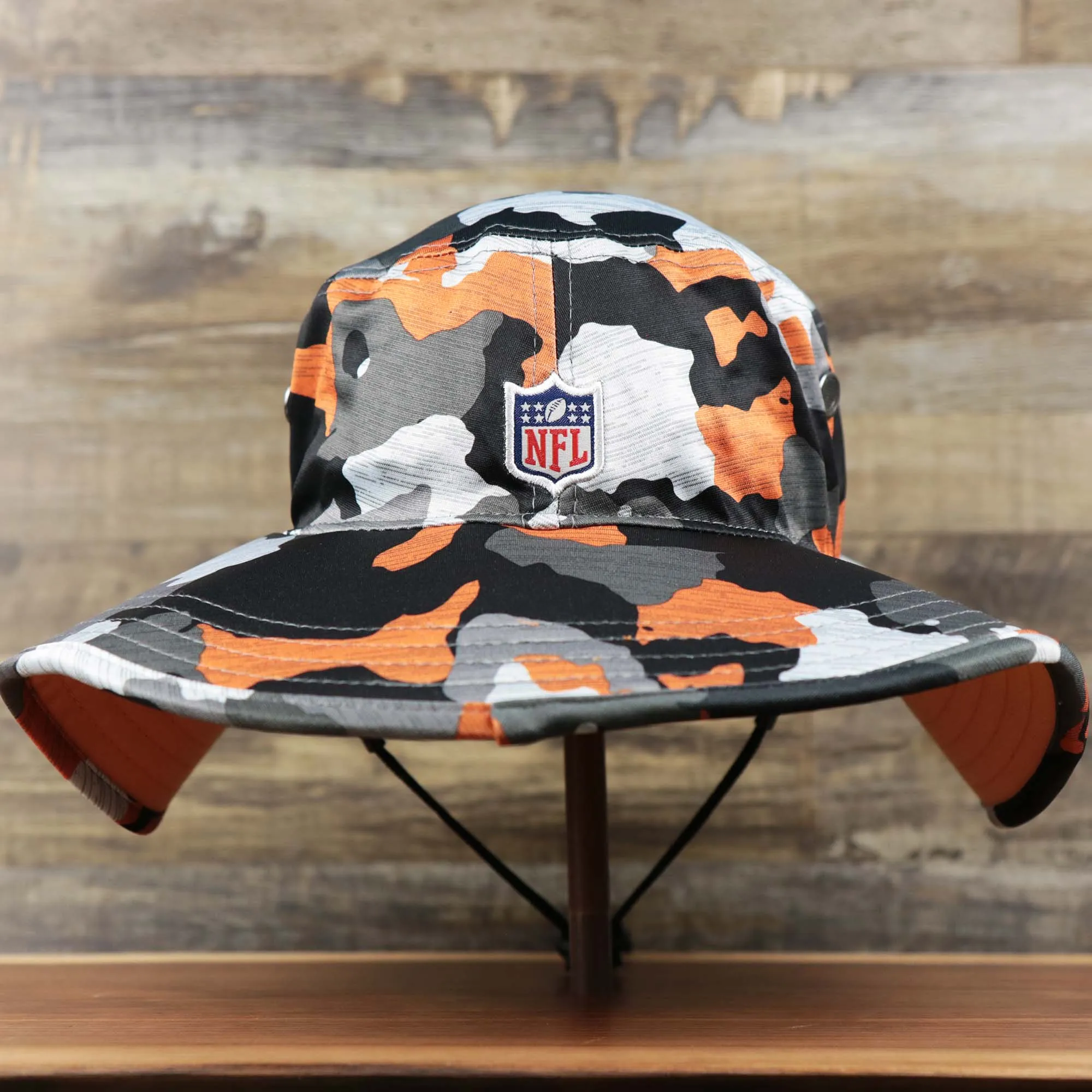 Throwback Tampa Bay Buccaneers NFL Summer Training Camp 2022 Camo Retro Bucket Hat | Orange Bucket Hat