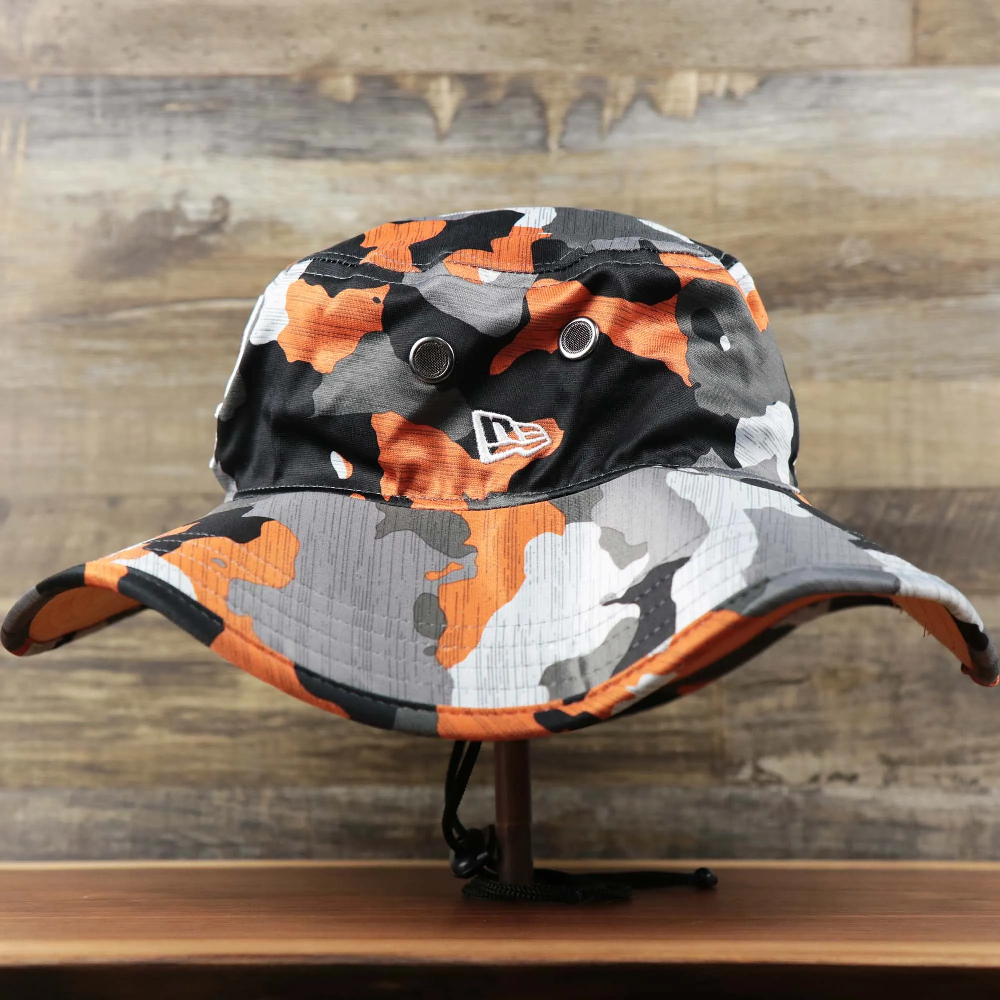 Throwback Tampa Bay Buccaneers NFL Summer Training Camp 2022 Camo Retro Bucket Hat | Orange Bucket Hat