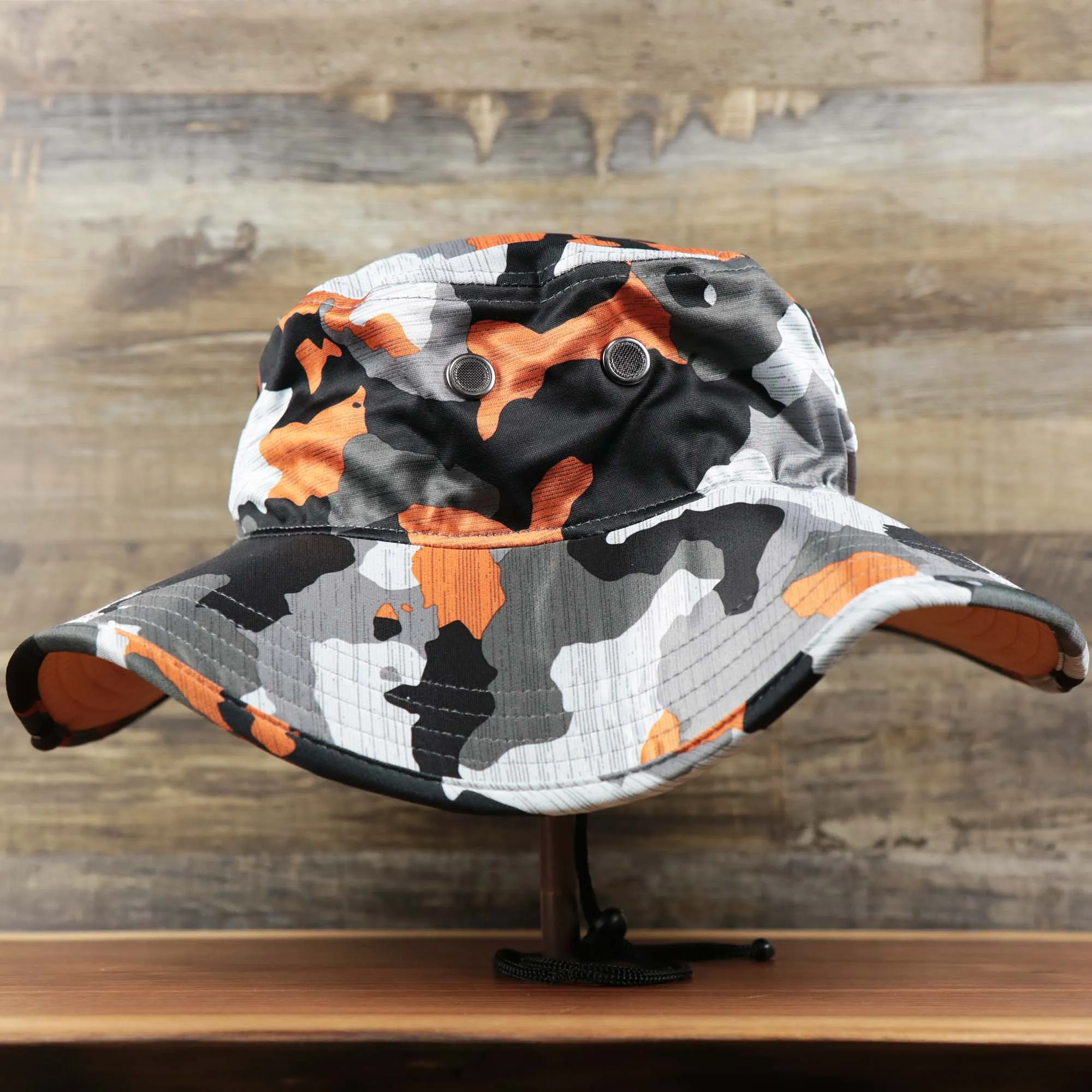 Throwback Tampa Bay Buccaneers NFL Summer Training Camp 2022 Camo Retro Bucket Hat | Orange Bucket Hat