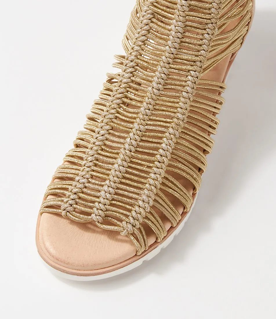 TOP END Goyla Gold Scratch Elastic Leather Sandals