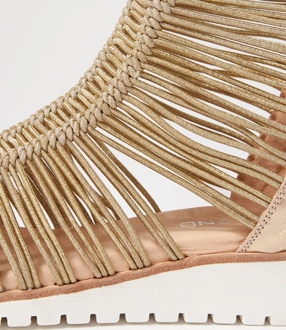 TOP END Goyla Gold Scratch Elastic Leather Sandals