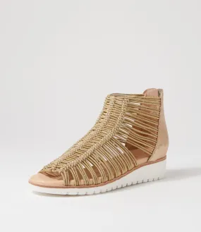 TOP END Goyla Gold Scratch Elastic Leather Sandals