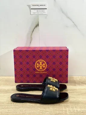 Tory Burch Eleanor Slide donna pelle Nera Logo luxury woman sandal 36.