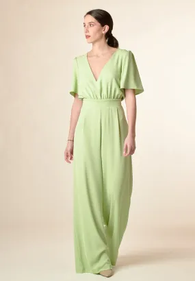Tuta verde manica aletta scollo V