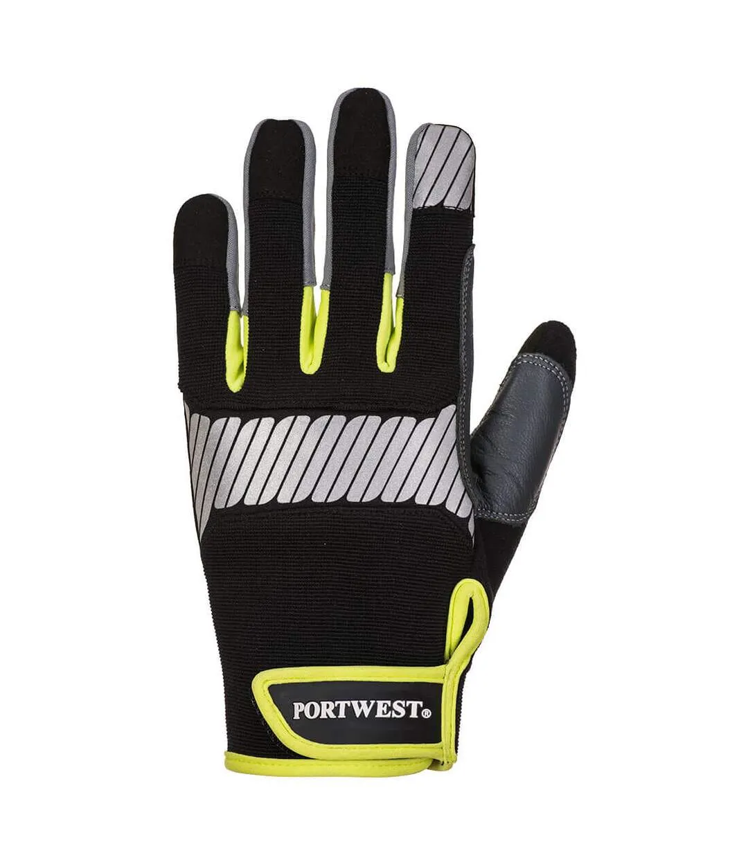 Unisex adult pw3 utility gloves l black/yellow Portwest