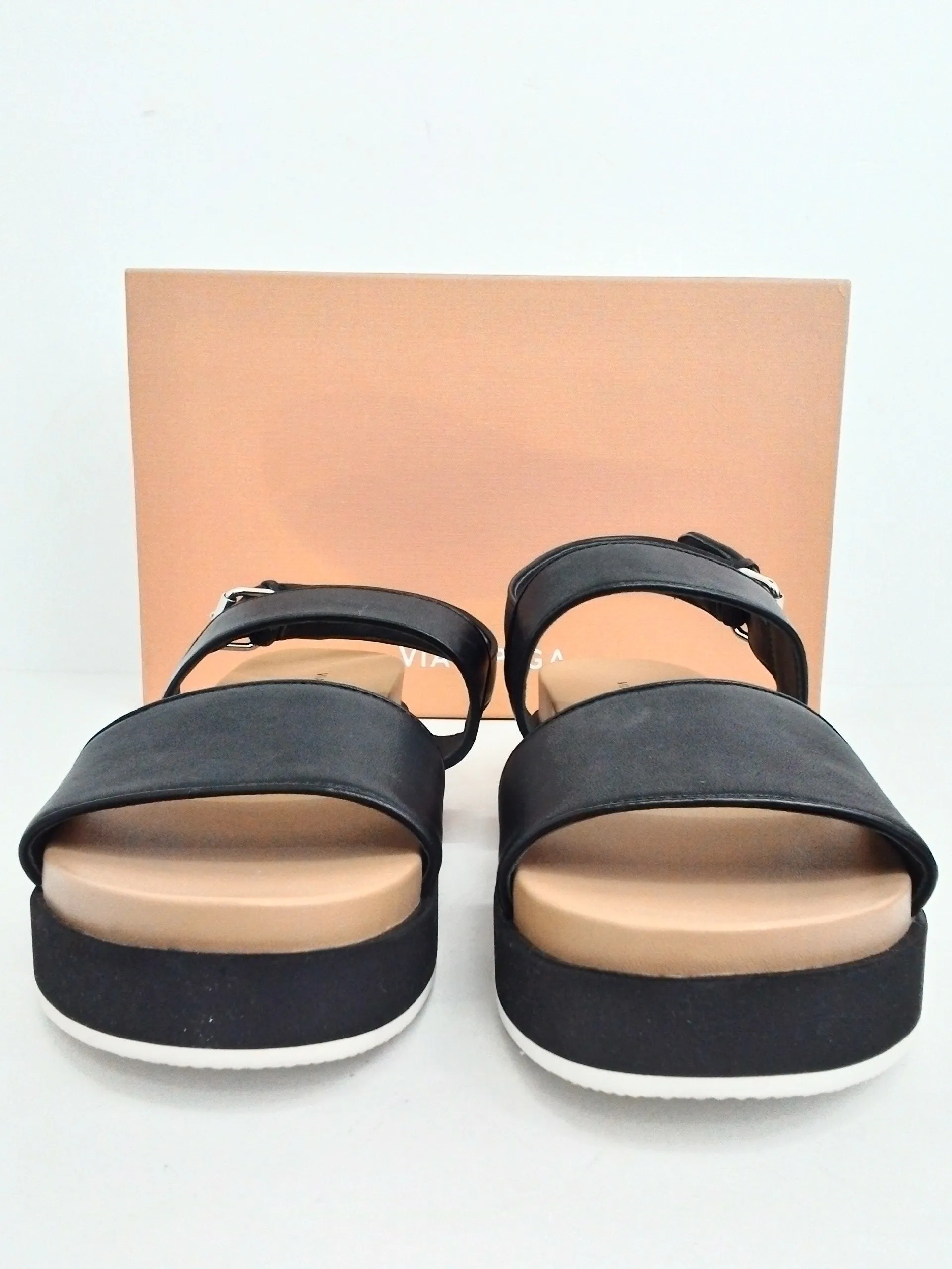 Via Spiga Women's Davi Black Leather Sandals Size 10 M