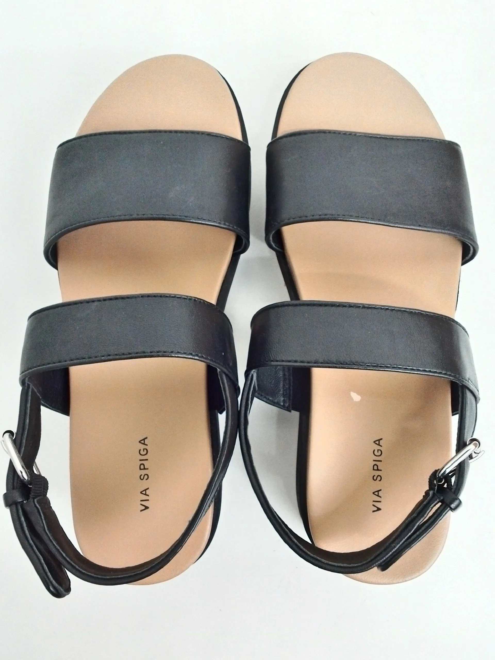 Via Spiga Women's Davi Black Leather Sandals Size 10 M