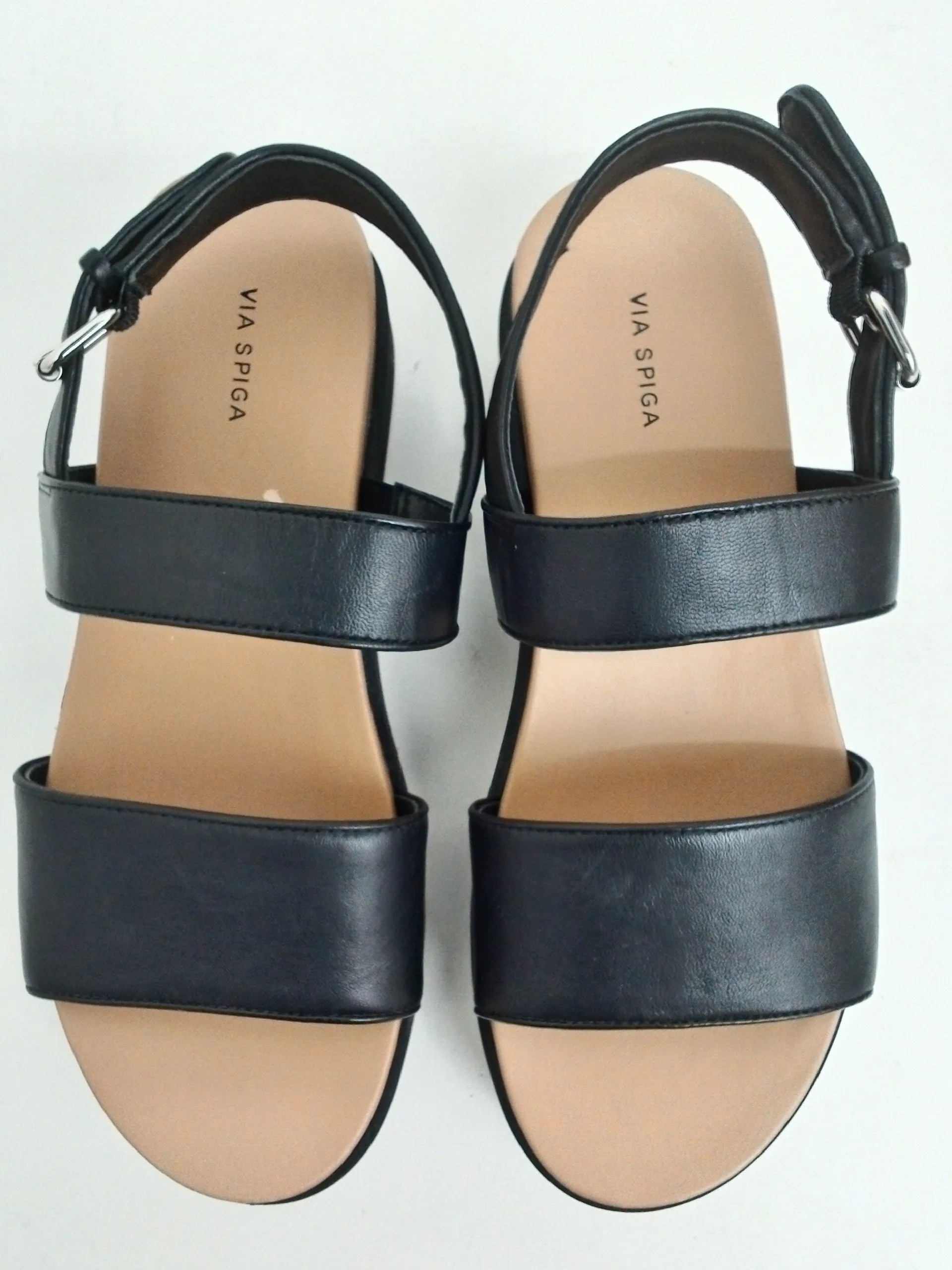 Via Spiga Women's Davi Black Leather Sandals Size 10 M