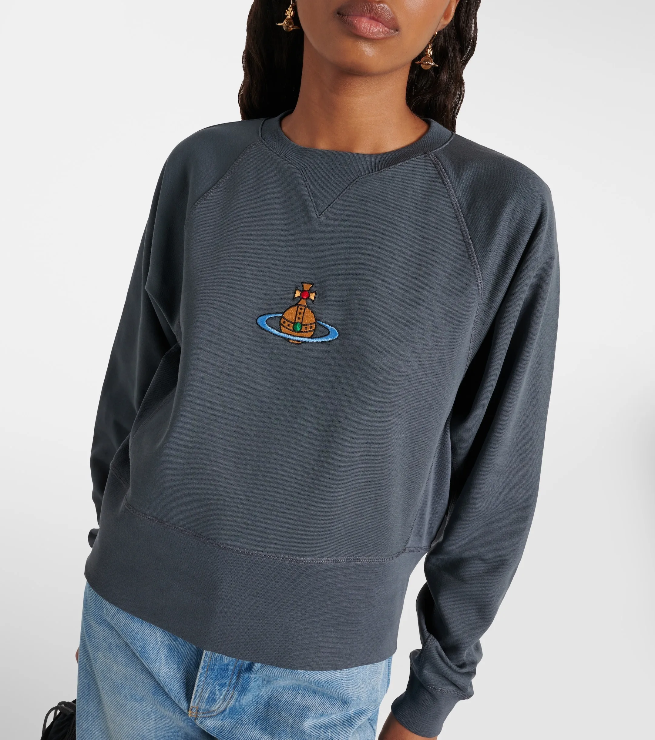 Vivienne Westwood  |Unisex Long Sleeves Plain Cotton Logo Cropped Tops