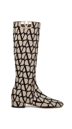 Vlogo Type Boot in Toile Iconographe 30MM - Beige/Black