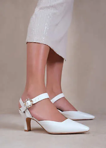 Where’s That From New Form White Diamante Buckle Detail Court Shoes | Grattan