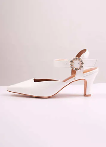 Where’s That From New Form White Diamante Buckle Detail Court Shoes | Grattan