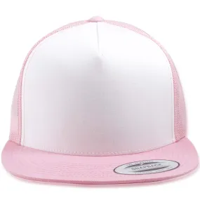 White on Pink Mesh-Back Adjustable Snapback Trucker Hat