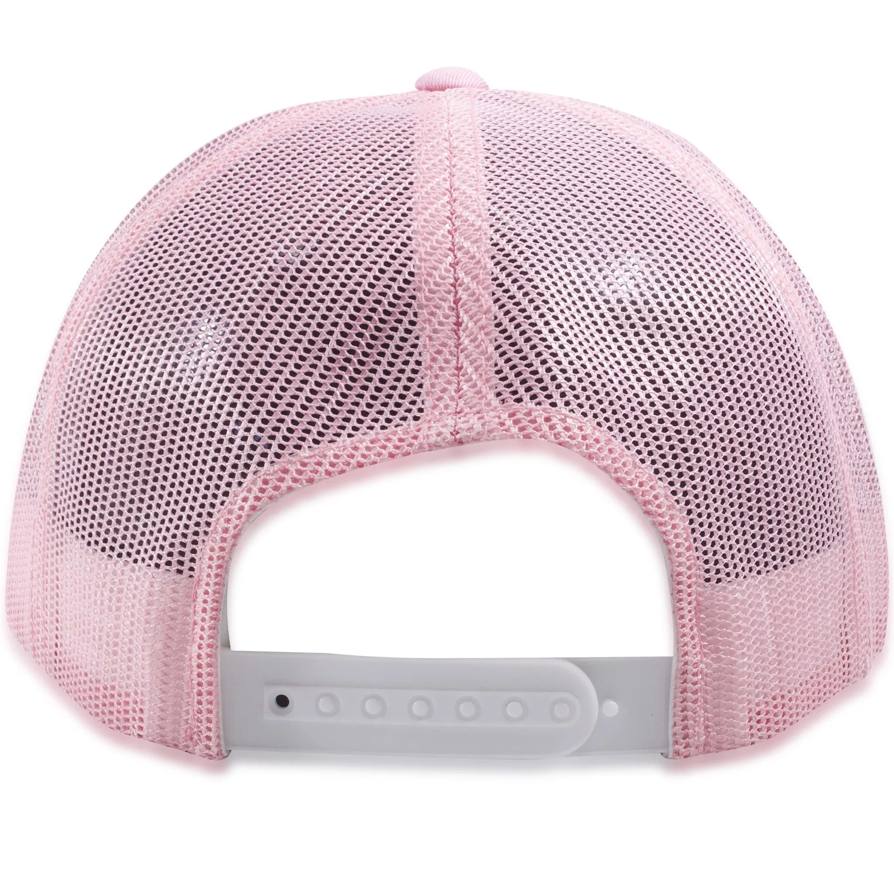 White on Pink Mesh-Back Adjustable Snapback Trucker Hat