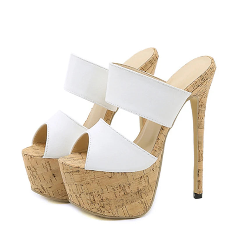 Women's White Open Toe High Stiletto Heels Party Stripper Pumps