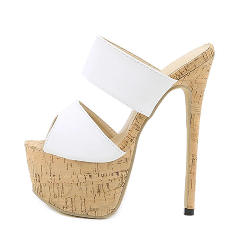 Women's White Open Toe High Stiletto Heels Party Stripper Pumps