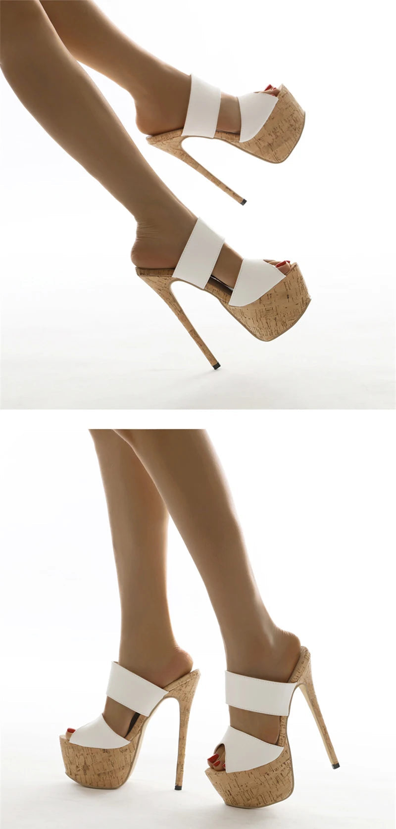 Women's White Open Toe High Stiletto Heels Party Stripper Pumps