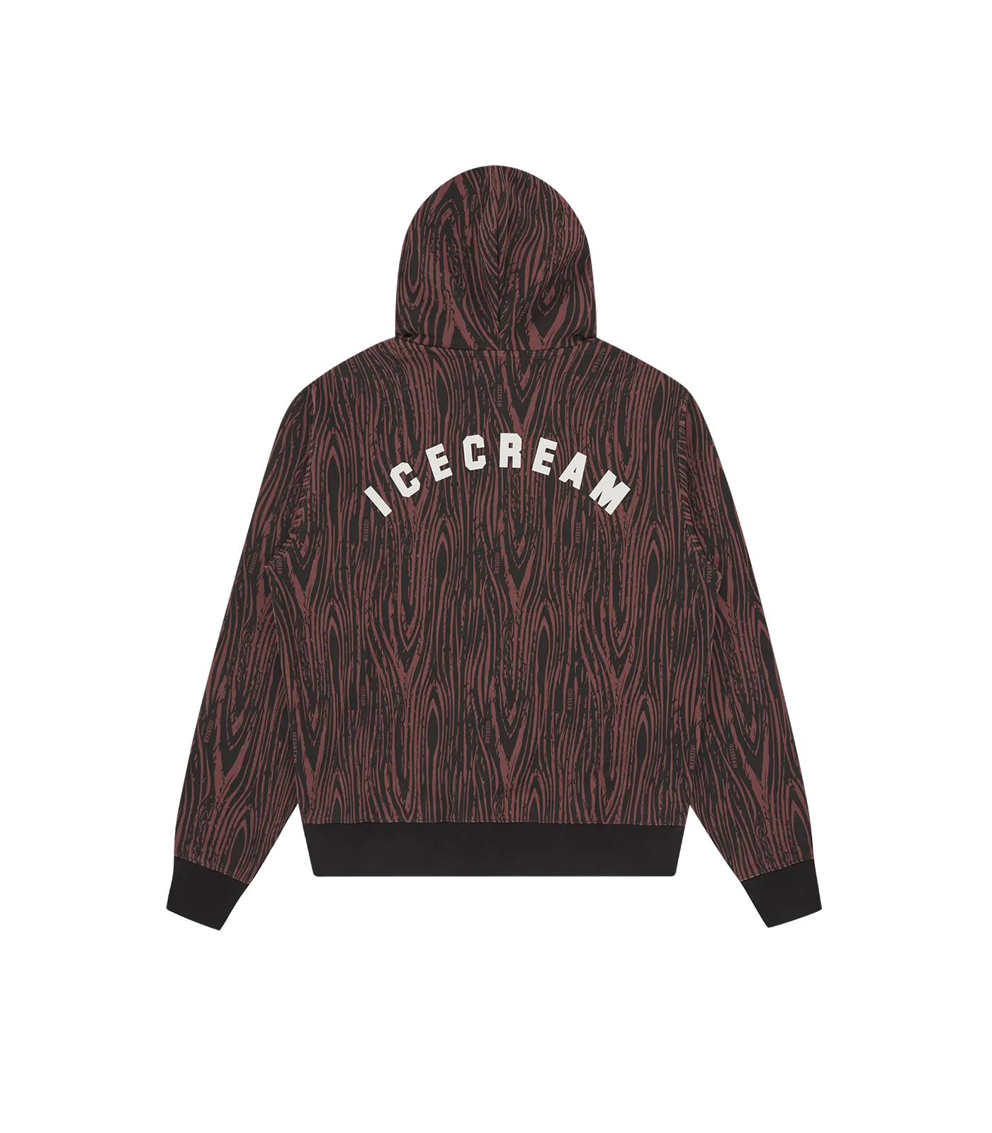 WOODGRAIN ZIP THROUGH HOOD - BROWN