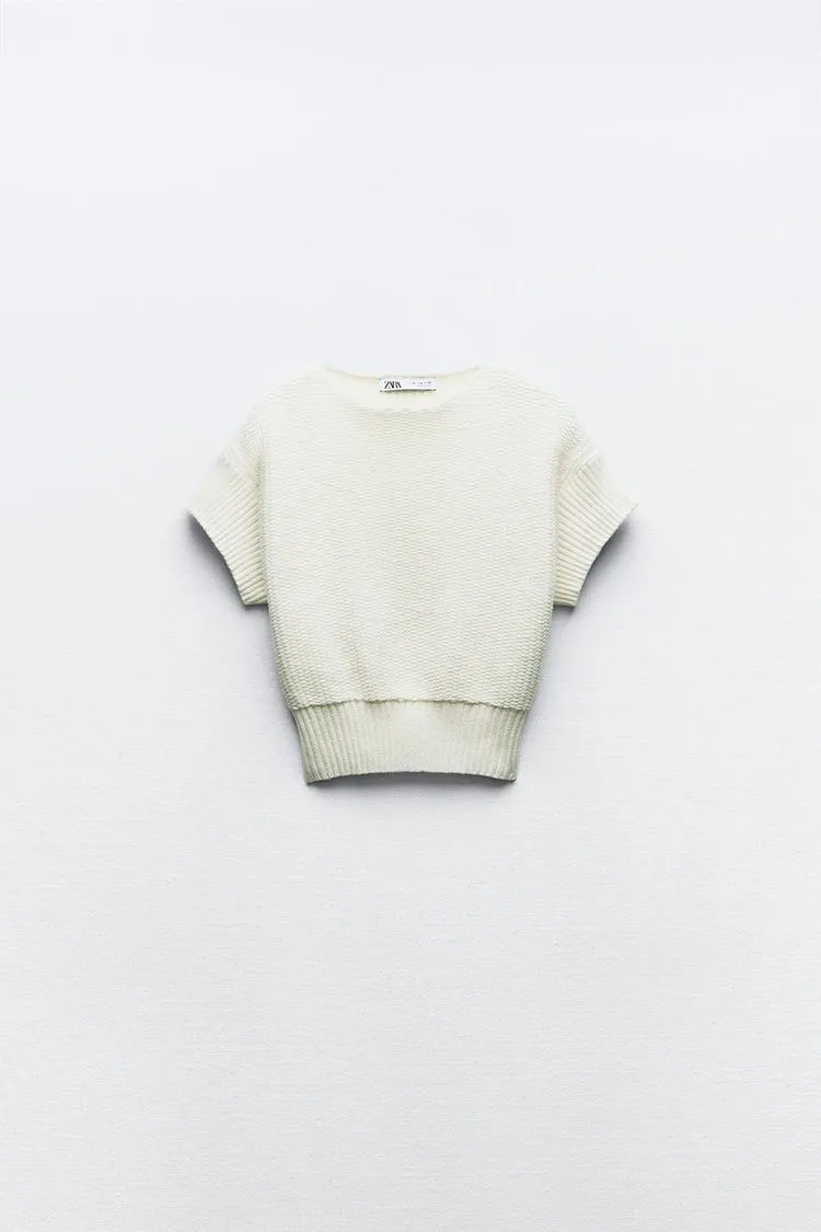 ZARA  |KNIT HOODED TOP