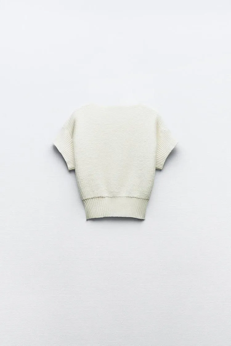 ZARA  |KNIT HOODED TOP