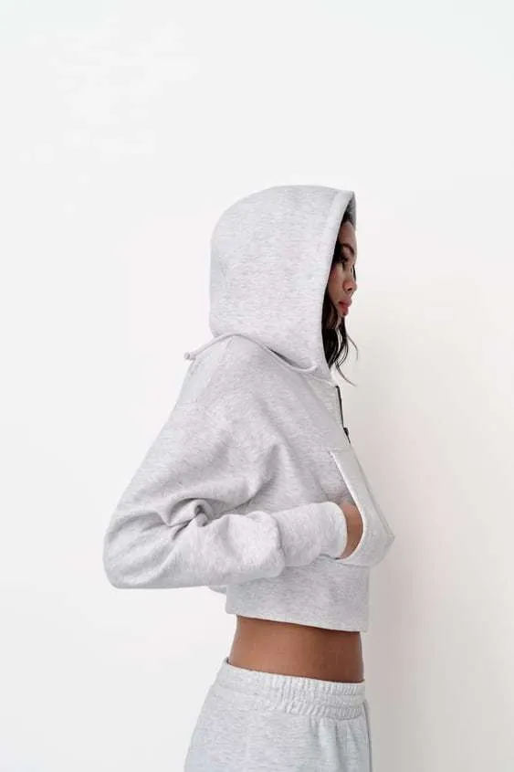 ZARA  |Long Sleeves Cotton Hoodies & Sweatshirts