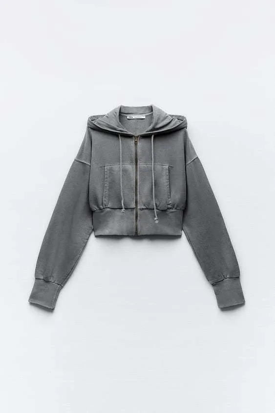 ZARA  |Long Sleeves Cotton Hoodies & Sweatshirts